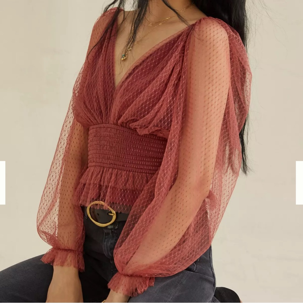 Anthropologie Tulle Blouse